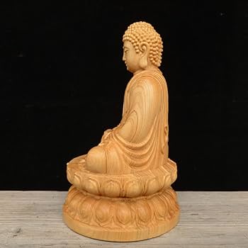 Amazon｜木彫仏像【如来】釈迦如来座像 天然 崖柏木 【曹洞宗